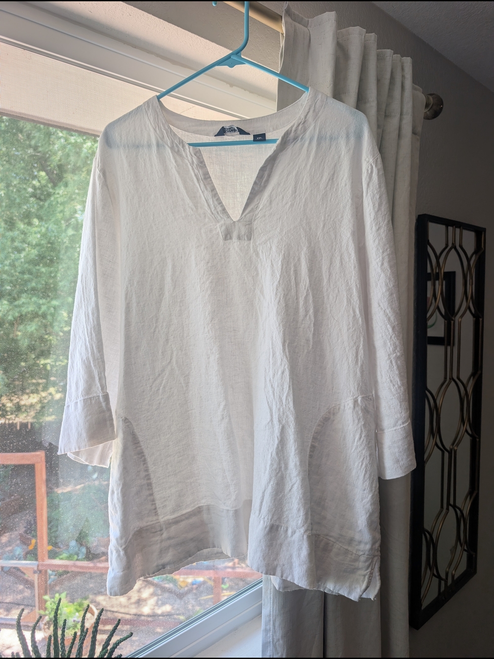 Lands' End White Linen V-Neck Tunic